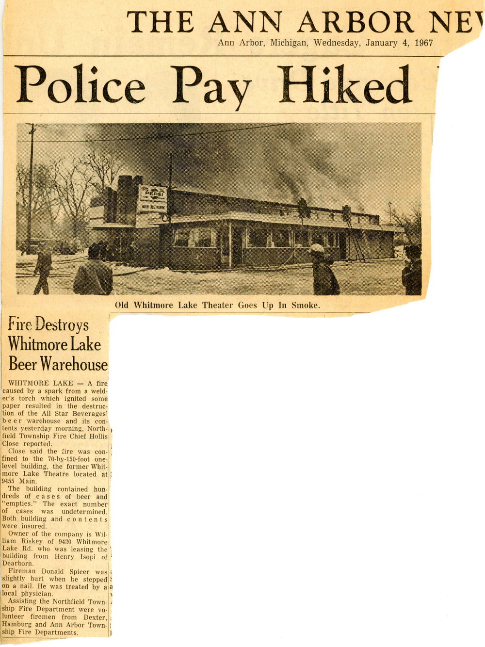 Lee Theatre - 1967 Article On Fire From Teresa Savage